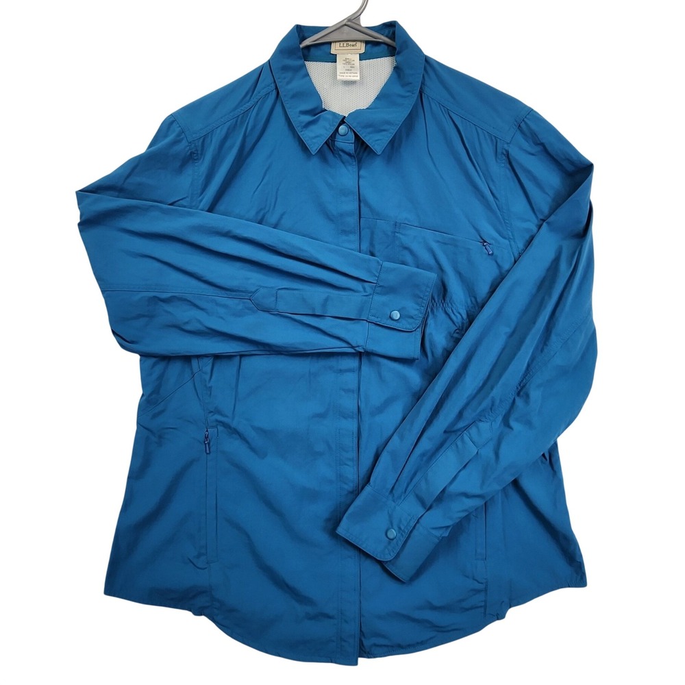 LL Bean Blue Hiking Shirt Womens Large Jacket Vented Trail Gorpcore Utility